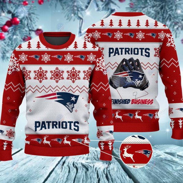 New England Patriots Finished Business Christmas Ugly Sweater