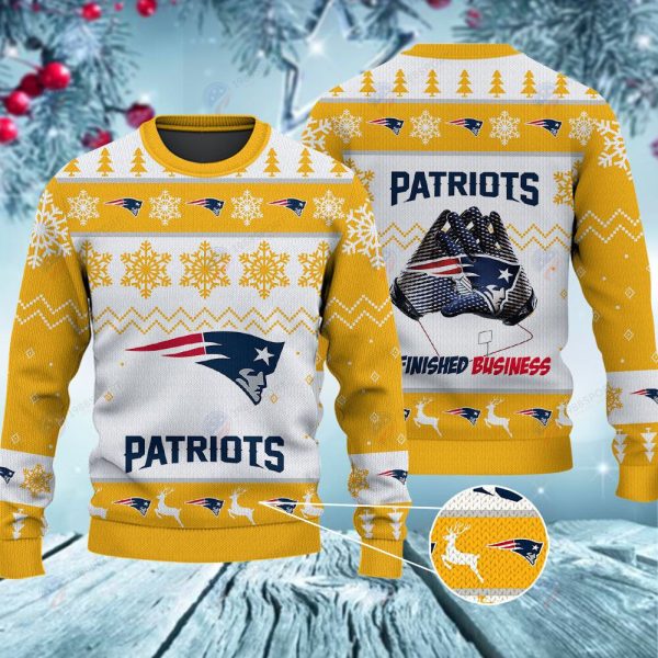 New England Patriots Finished Business Christmas Ugly Sweater