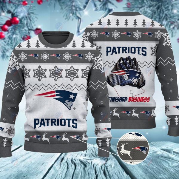 New England Patriots Finished Business Christmas Ugly Sweater