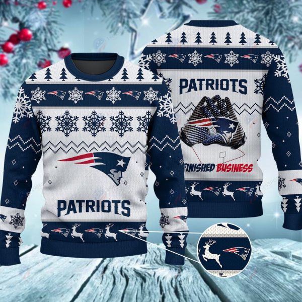 New England Patriots Finished Business Christmas Ugly Sweater