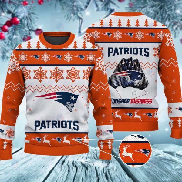 New England Patriots Finished Business Christmas Ugly Sweater