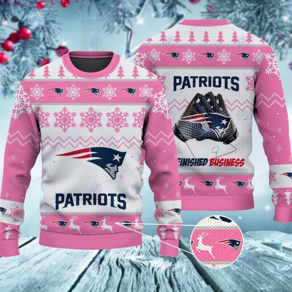 New England Patriots Finished Business Christmas Ugly Sweater