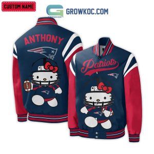 New England Patriots NFL Hello Kitty Personalized Baseball Jacket