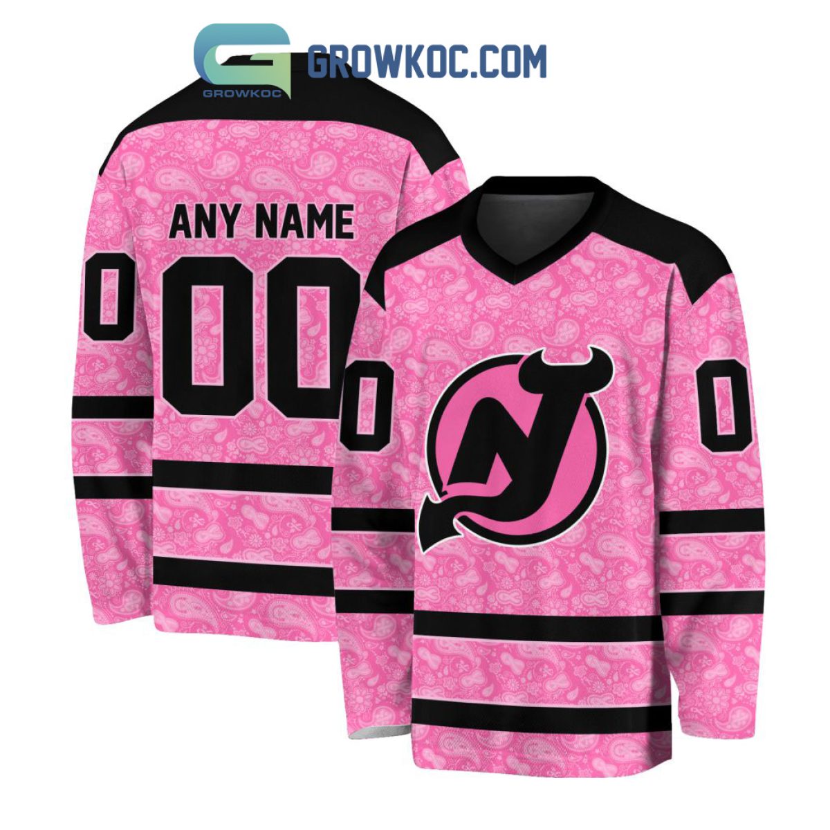 New Jersey Devils NHL Special Pink Breast Cancer Hockey Jersey Long Sleeve  - Growkoc