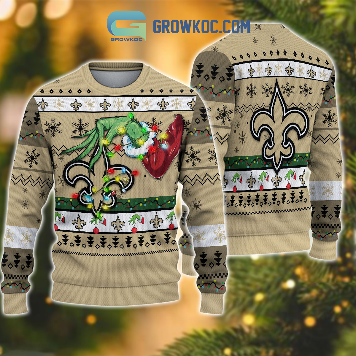 NFL New Orleans Saints Skull Flower Ugly Christmas Ugly Sweater
