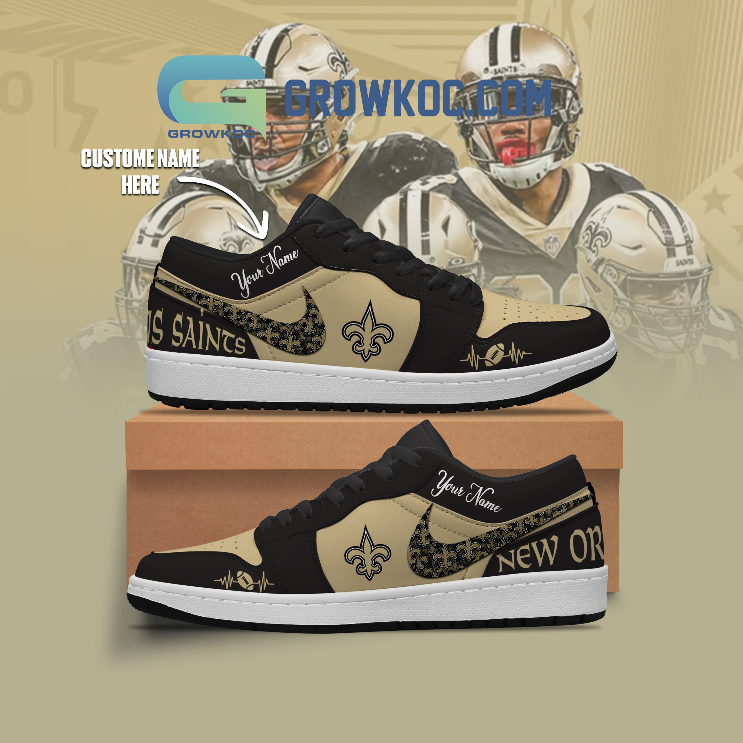 New Orleans Saints Custom Name Air Jordan 11 Sneaker Shoes For