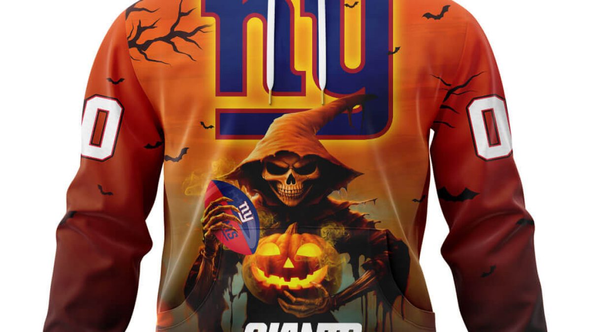 New York Giants Pumpkin Skull 3D Halloween Hoodie Best NFL Gifts