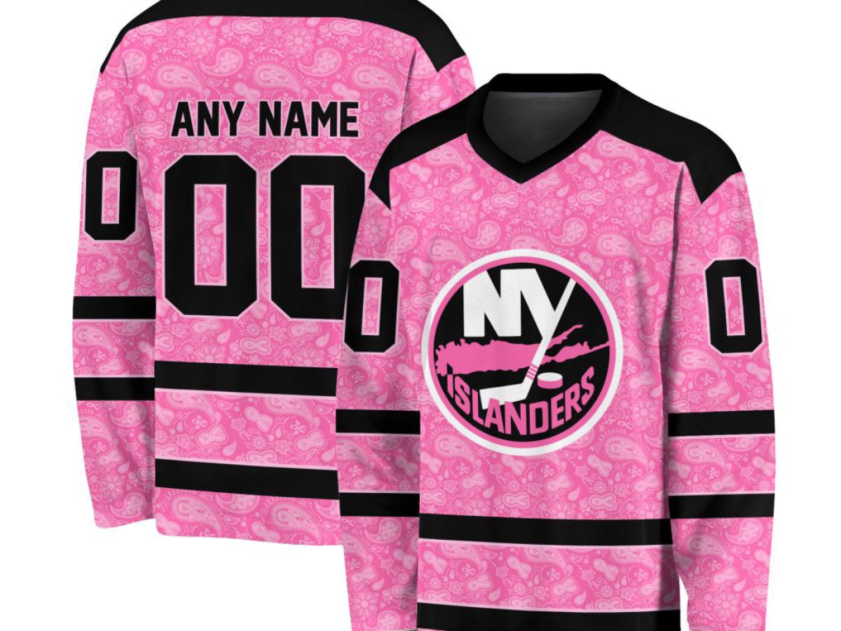 New Custom New York Islanders Jersey Name And Number Purple Pink Hockey  Fights Cancer Practice - Tee Fashion Star