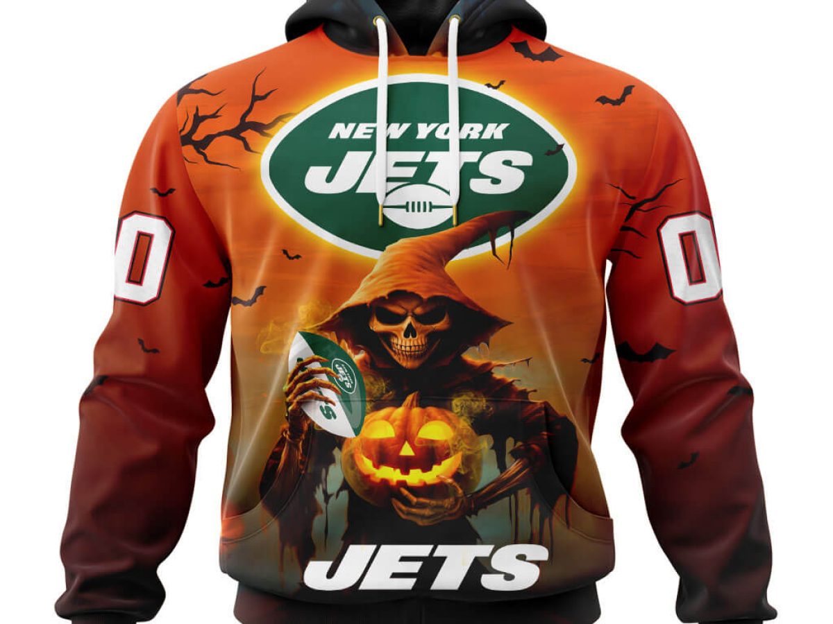 NFL New York Jets Red 3D Hoodie Zip Hoodie AOP Skull Halloween Gift For  Fans - Freedomdesign