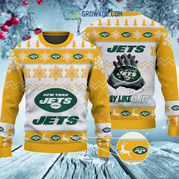 New York Jets Play Like A Jet Christmas Ugly Sweater