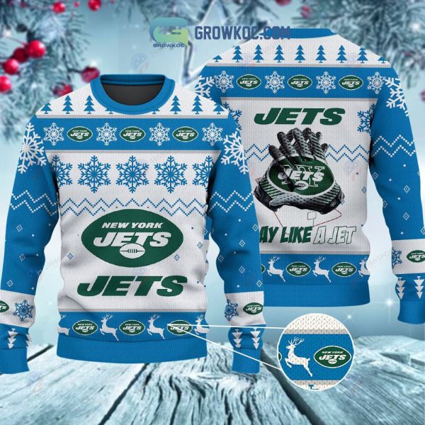 New York Jets Play Like A Jet Christmas Ugly Sweater