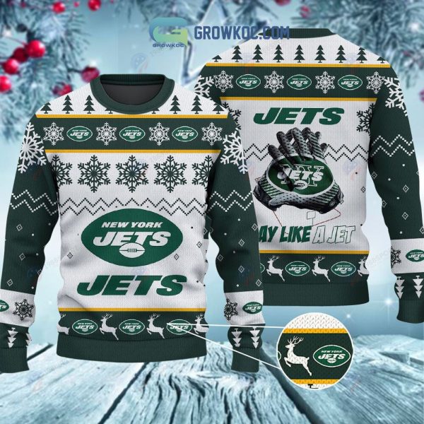 New York Jets Play Like A Jet Christmas Ugly Sweater