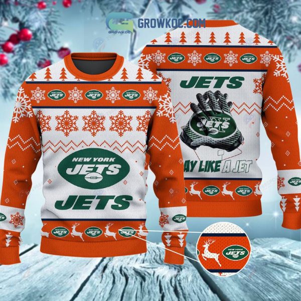 New York Jets Play Like A Jet Christmas Ugly Sweater