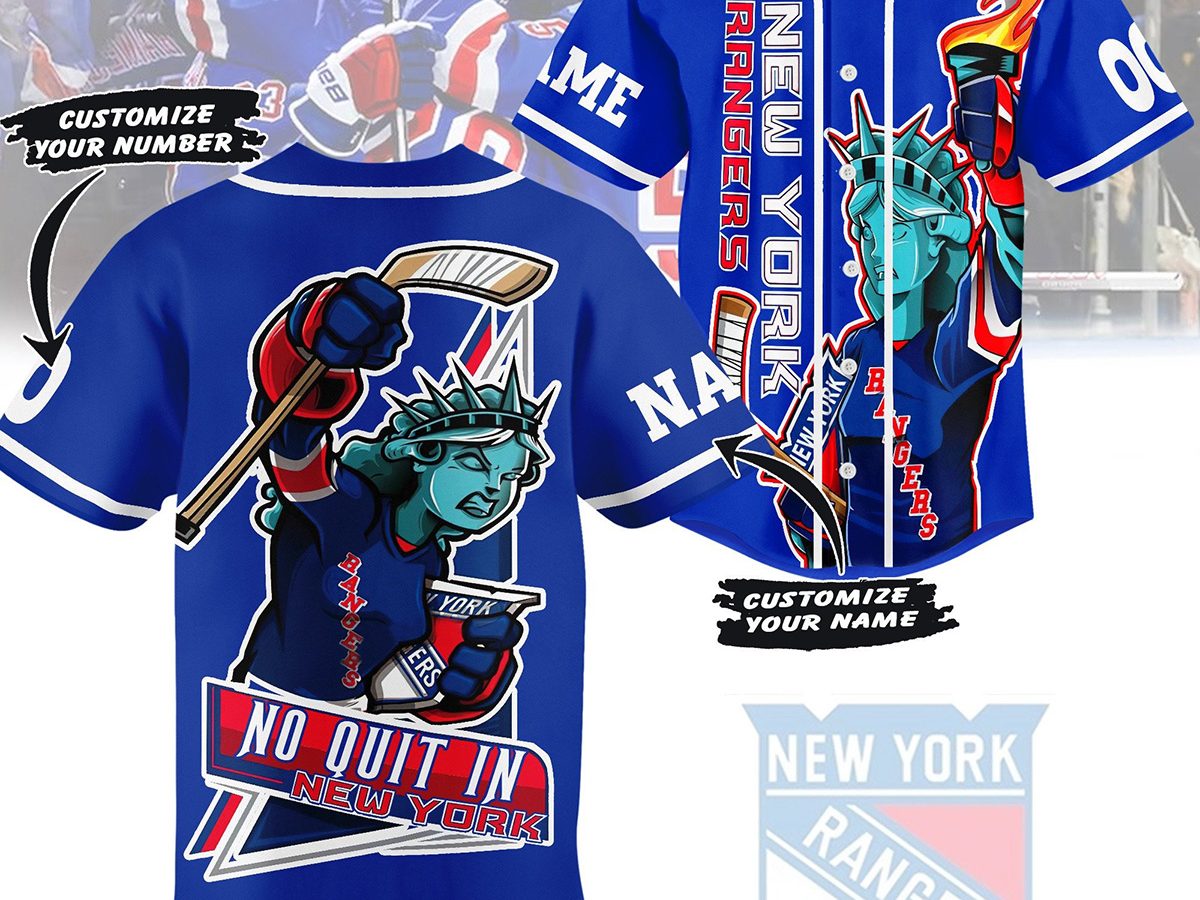 Personalized New York Rangers No Quit In New York Baseball Jersey