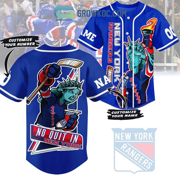 New York Rangers No Quit In New York Personalized Baseball Jersey