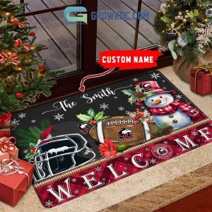 Northern Illinois Huskies Snowman Welcome Christmas Football Personalized Doormat