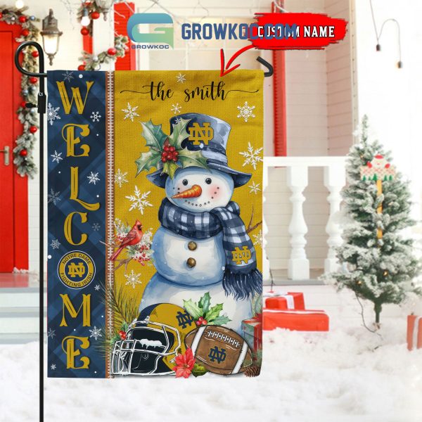 Notre Dame Fighting Irish Football Snowman Welcome Christmas House Garden Flag