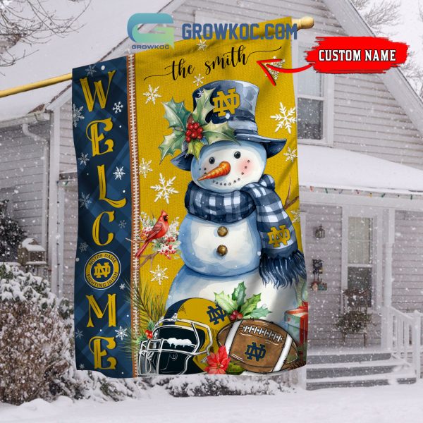 Notre Dame Fighting Irish Football Snowman Welcome Christmas House Garden Flag