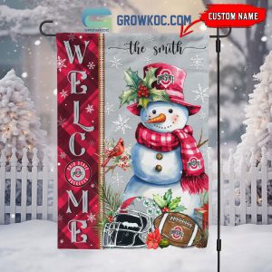 Ohio State Buckeyes Football Snowman Welcome Christmas House Garden Flag