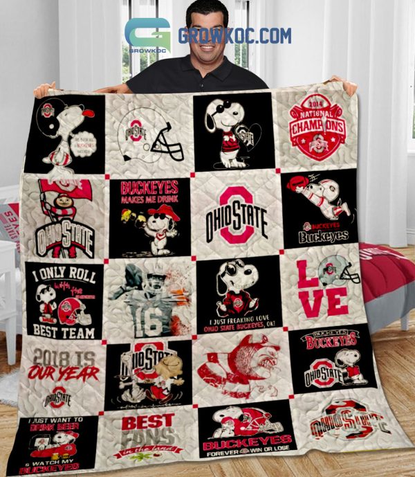 Ohio State Buckeyes Snoopy Forever Win Or Lose Fleece Blanket Quilt