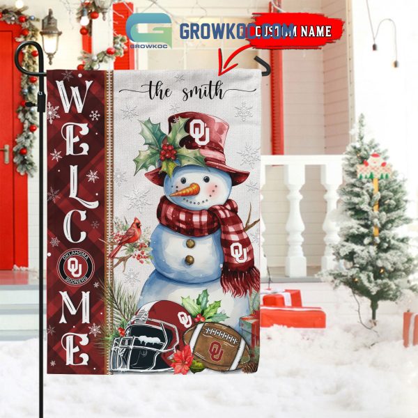 Oklahoma Sooners Football Snowman Welcome Christmas House Garden Flag