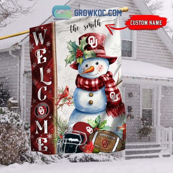 Oklahoma Sooners Football Snowman Welcome Christmas House Garden Flag