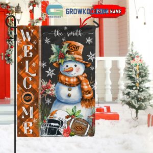 Oklahoma State Cowboys Football Snowman Welcome Christmas House Garden Flag