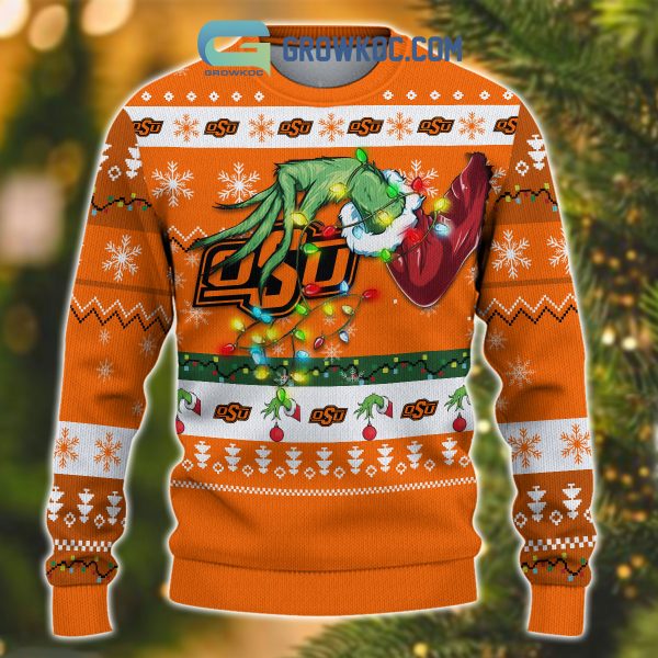 Oklahoma State Cowboys NCAA Grinch Christmas Ugly Sweater