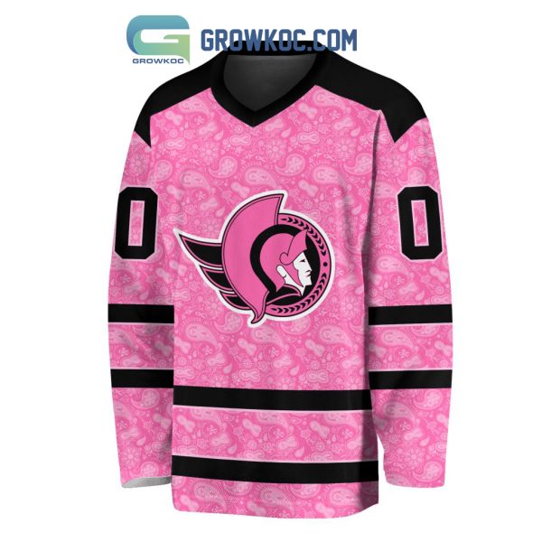 Ottawa Senators NHL Special Pink Breast Cancer Hockey Jersey Long Sleeve