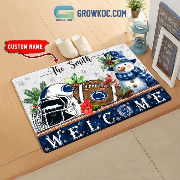 Penn State Nittany Lions  Snowman Welcome Christmas Football Personalized Doormat