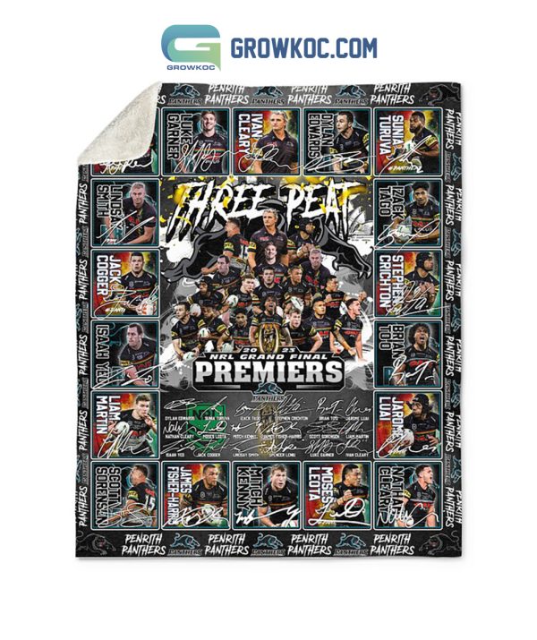 Penrith Panthers Three Peat Premiers NRL Grand Final Fleece Blanket Quilt