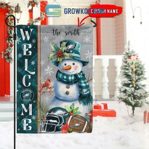 Philadelphia Eagles Football Snowman Welcome Christmas Personalized House Gargen Flag