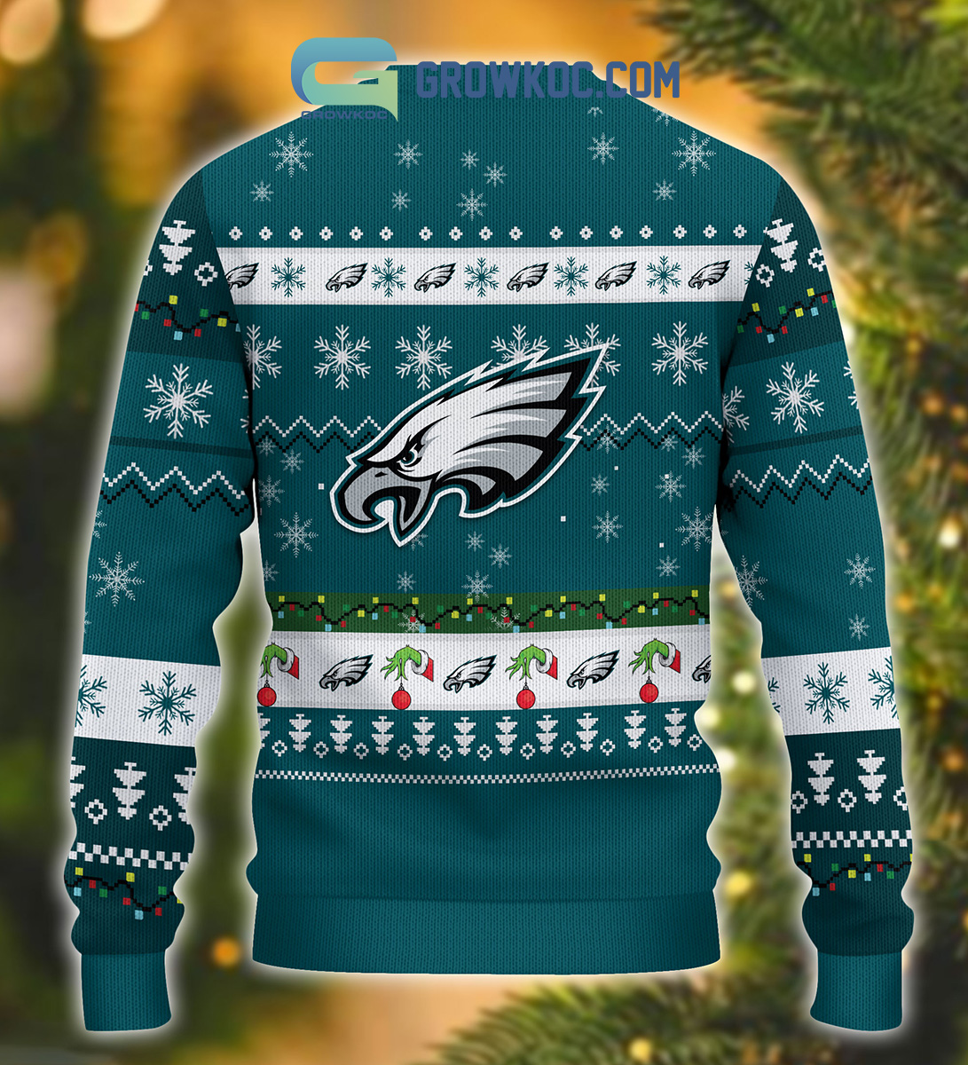 Philadelphia Eagles NFL Grinch Christmas Ugly Sweater Growkoc