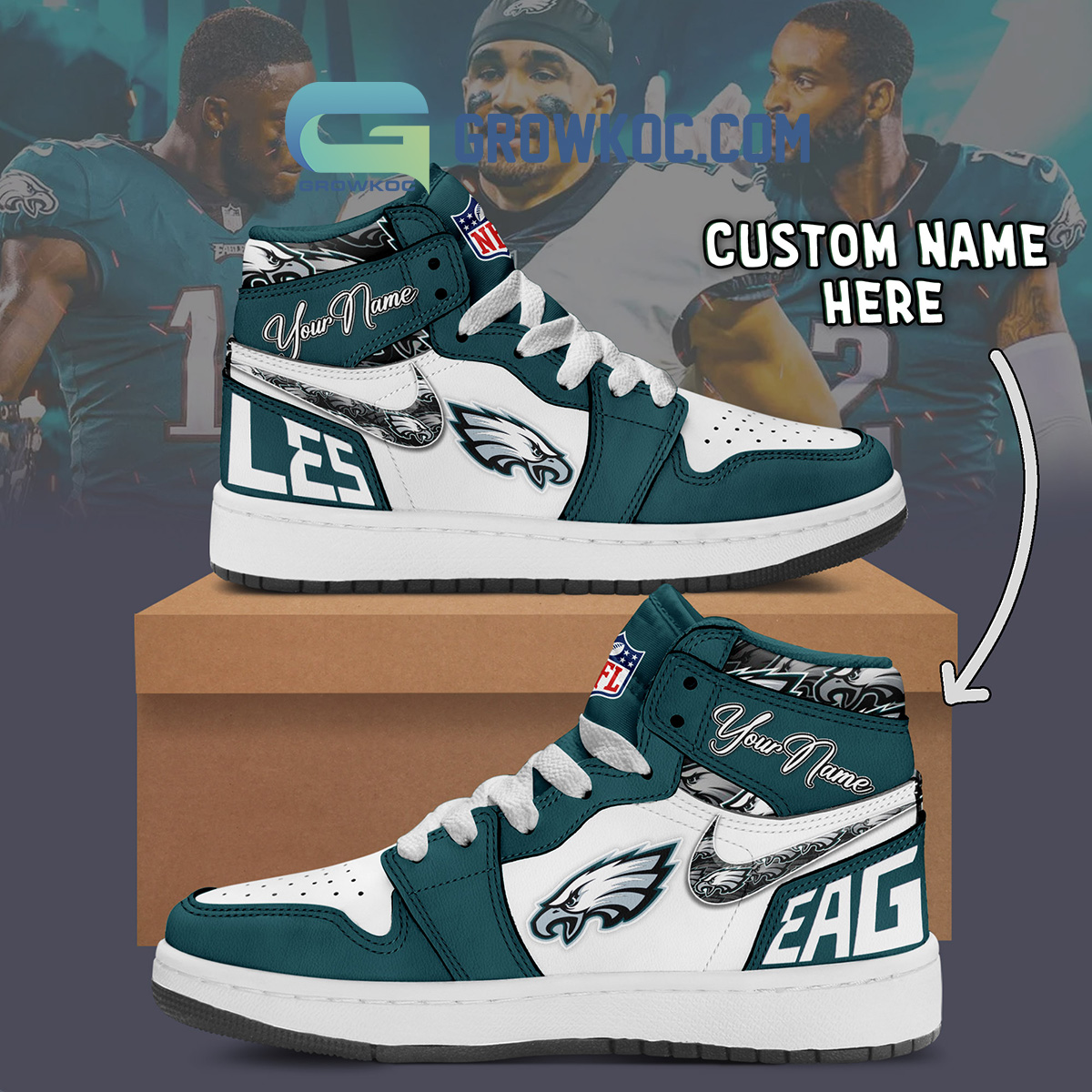 Personalized Philadelphia Eagles Football Nfl Air Jordan 13 Sneaker Shoes