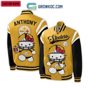 Pittsburgh Steelers NFL Hello Kitty Personalized Baseball Jacket