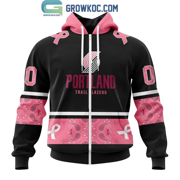 Portland Trail Blazers NBA Special Design Paisley Design We Wear Pink Breast Cancer Personalized Hoodie T Shirt
