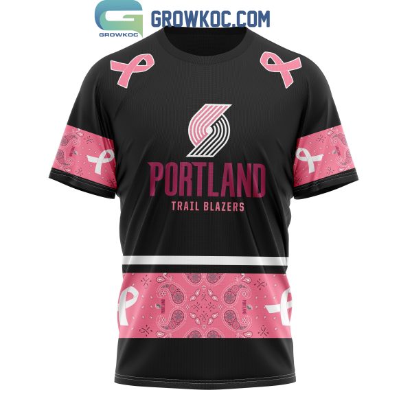 Portland Trail Blazers NBA Special Design Paisley Design We Wear Pink Breast Cancer Personalized Hoodie T Shirt