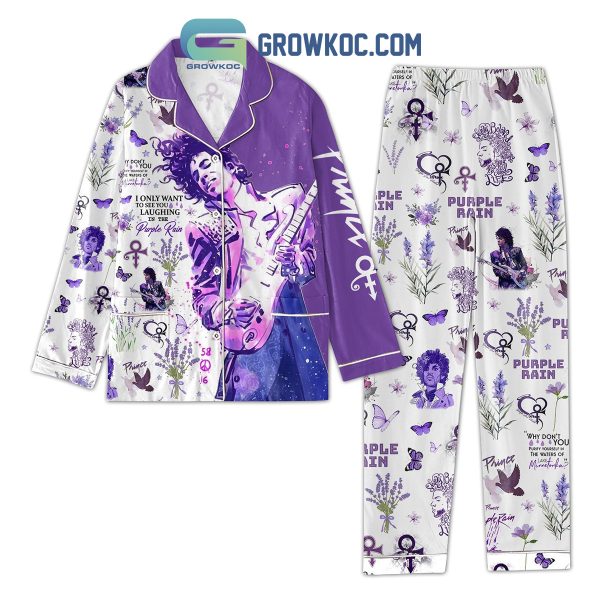 Prince Of Purple I Only Want To See You Laughing In The Purple Rain Pajamas Set