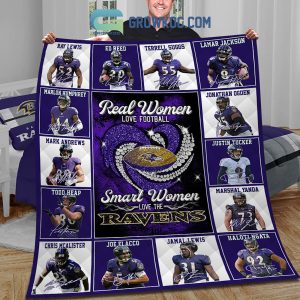 Real Women Love Football Smart Women Love The Ravens Fleece Blanket Quilt