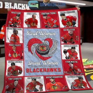 Real Women Love Hockey Smart Women Love The Blackhawks Fleece Blanket Quilt