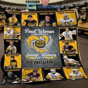 Real Women Love Hockey Smart Women Love The Pittsburgh Penguins Fleece Blanket Quilt
