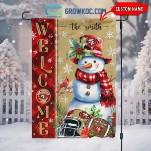 San Francisco 49ers Football Snowman Welcome Christmas Personalized House Gargen Flag