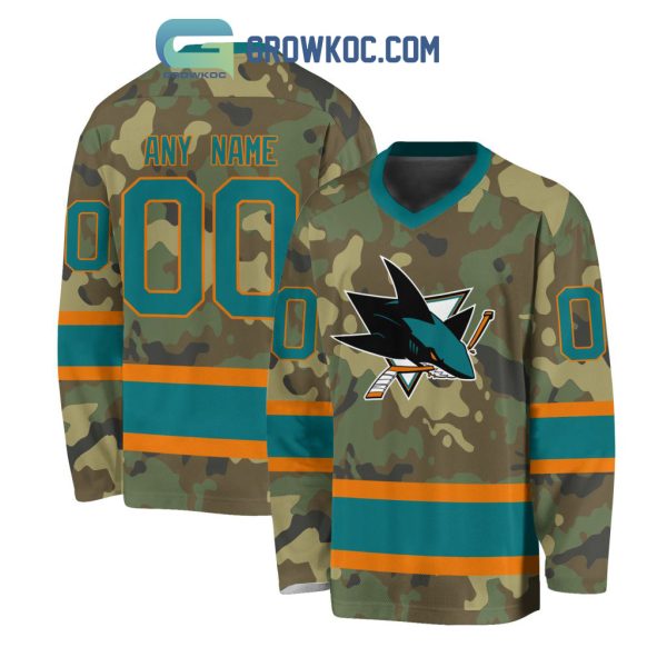 San Jose Sharks Special Camo Veteran Design Personalized Hockey Jersey