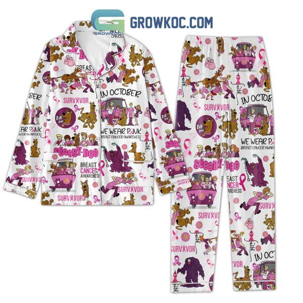 Scooby Doo In October We Wear Pink Breast Cancer Awarness Survivor Pajamas Set