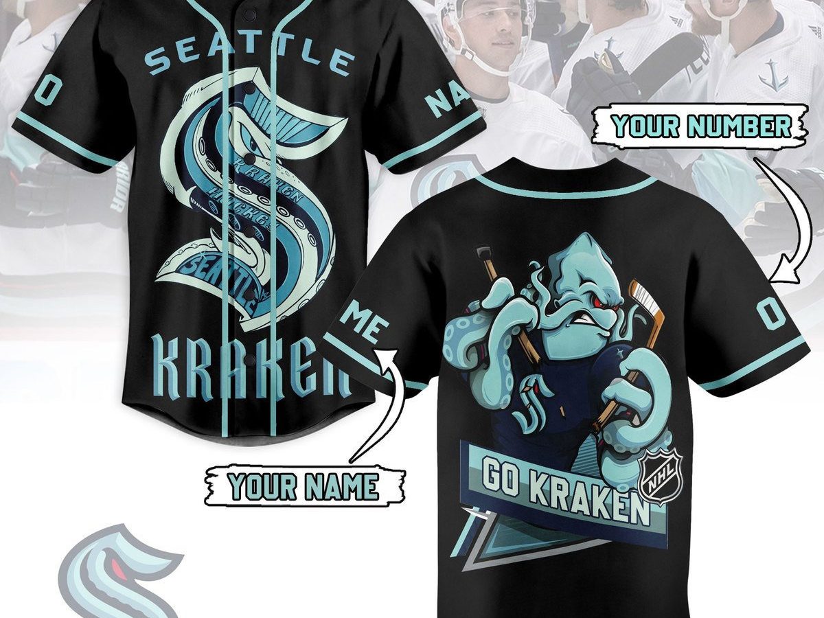 NHL Seattle Kraken Custom Name Number Hockey Fight Cancer Jersey T-Shirt