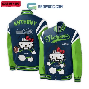 Seattle Seahawks NFL Hello Kitty Personalized Baseball Jacket