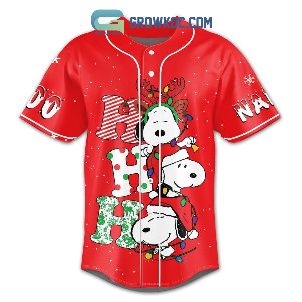 Snoopy All I Want For Christmas Dear Santa Please Stop Here Personalized Baseball Jersey