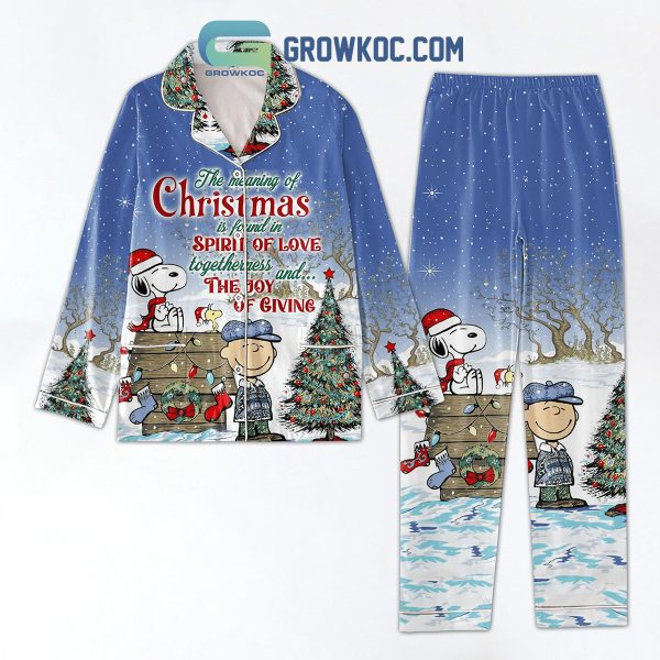 Snoopy The Meaning Of Christmas Is Found In Spirit Of Love Togethermess And The Joy Of Giving Pajamas Set