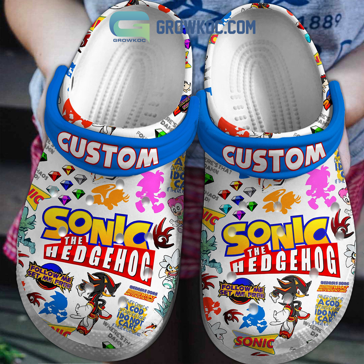 Sonic The Hedgehog Follow Me Set Me Free Personalized Clogs Crocs - Growkoc