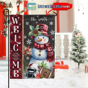 South Carolina Gamecocks Football Snowman Welcome Christmas House Garden Flag